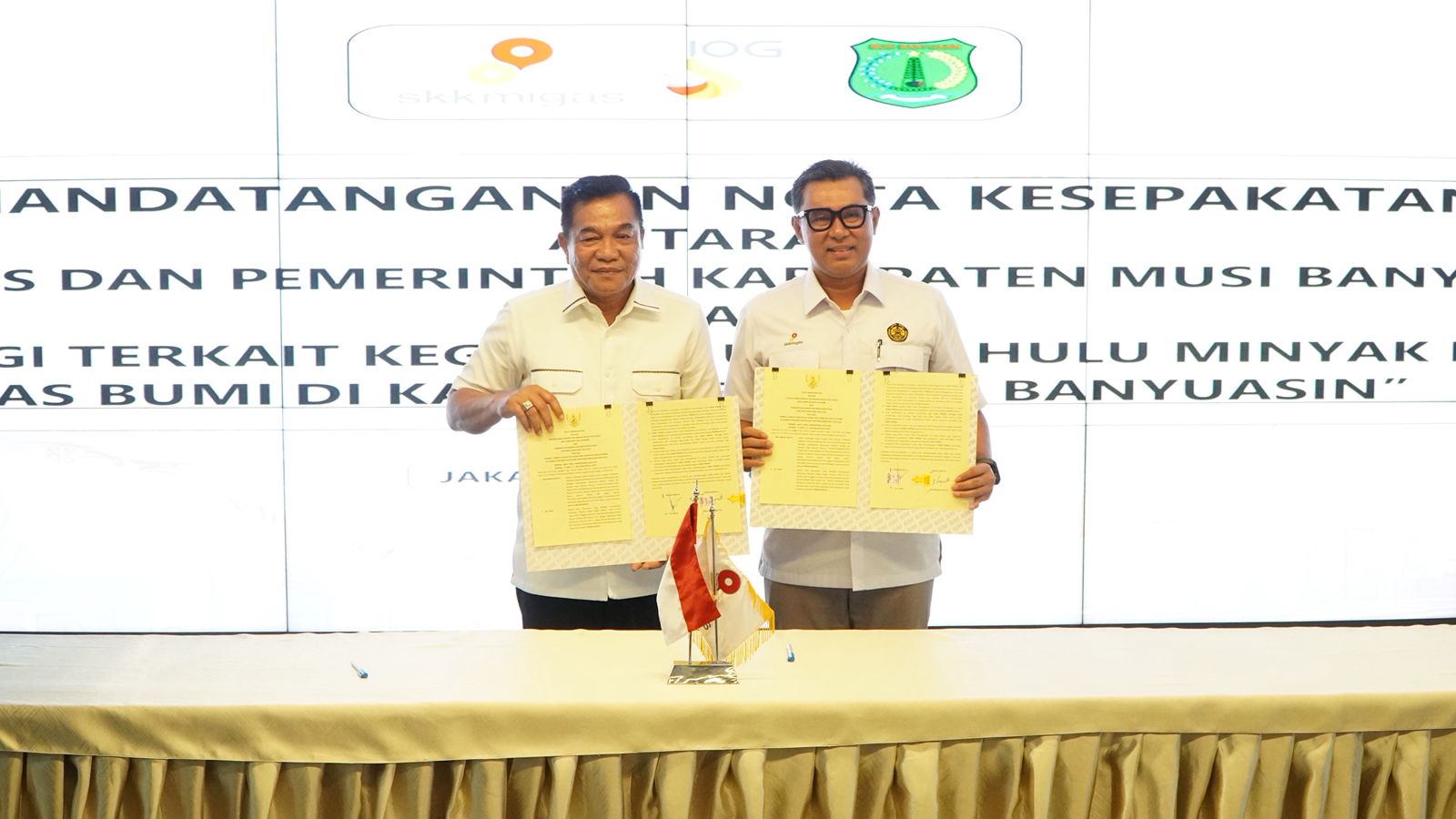 SKK Migas dan Pemkab Muba, Sumsel menandatangani MoU di Jakarta, Senin, (13/10/2025). 
(Foto: Tania SKK Migas Sumbagsel)