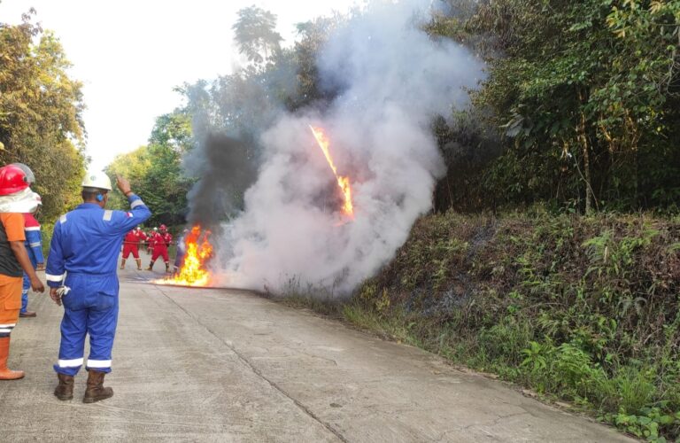 Kebakaran hebat terjadi akibat vandalisme pada jalur pipa Pertamina EP Pendopo Field di Desa Suka Damai, Talang Ubi, PALI, pada Kamis, 5 Maret 2023.
(Foto: BPBD Kabupaten PALI)