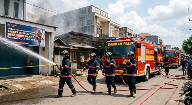 Lustrasi foto AI Akselerasi Proteksi Kebakaran, Damkar PALI Targetkan Respon Time 10 Menit di 2026 untuk Wilayah Perkotaan.
(Dok/tintamerah)