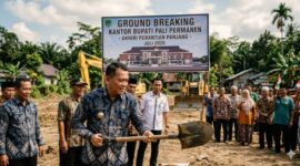 Ilustrasi foto AI peletakan batu pertama pembangunan Kantor Bupati PALI. (Dok/tintamerah)