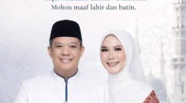 Pamflet ucapan hari raya idul fitri 1447 H Iwan Tuaji dan keluarga. (Dok/ Prokopim Setda PALI)