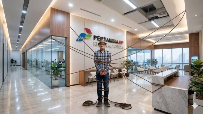 Alih-alih memberikan jawaban substantif terkait isu limbah B3 dan keselamatan warga, oknum humas Pertamina Hulu Rokan (PHR) Zona 4 justru melontarkan tuduhan tendensius kepada jurnalis. Sikap ini mencerminkan buruknya transparansi informasi publik. (Foto: Ilustrasi foto AI/Dok:tintamerah)