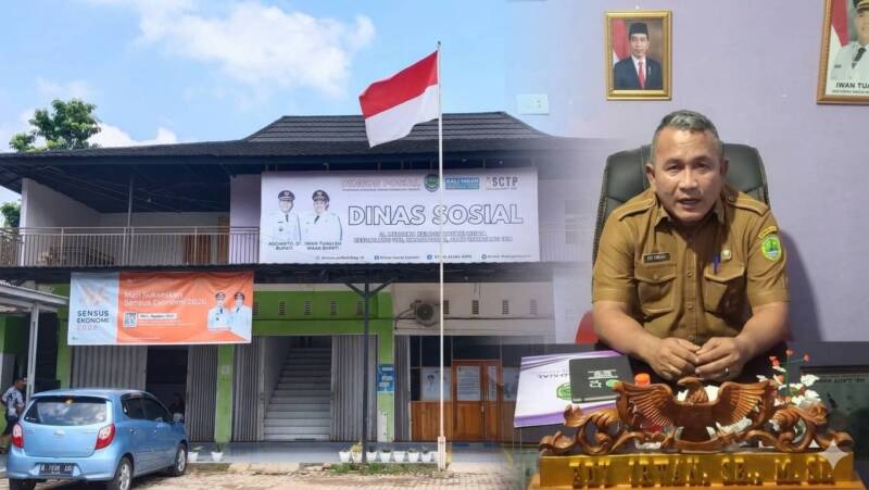 Kepala Dinas Sosial Kabupaten PALI, Edy Irwan, SE, M.Si (kanan), saat memaparkan program kerja tahun 2026 yang berfokus pada penguatan data tunggal sosial ekonomi nasional untuk memastikan akurasi penyaluran bantuan sosial di ruang kerjanya, Rabu (17/6/2026). (Foto: Dok/ Muhammad Randi)