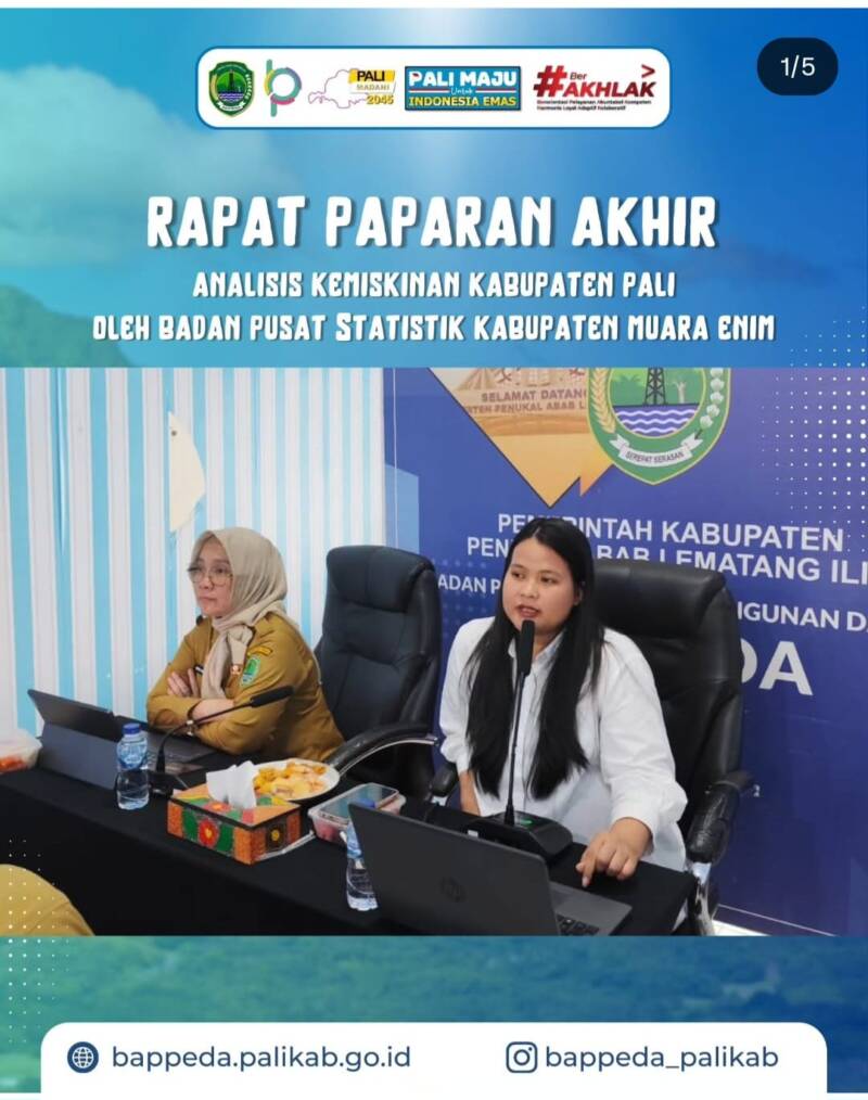 Kepala Bappeda PALI Hj. Rina Anggraini, ST., MT (kiri) saat memimpin jalannya Rapat Paparan Akhir Analisis Kemiskinan Kabupaten PALI. Di tahun anggaran 2026, Bappeda PALI secara tegas mengalokasikan porsi perencanaan terbesar hingga 34,9 persen APBD guna mempercepat penurunan angka kemiskinan dan stunting di bumi Serepat Serasan. (Foto: Dok/Bappeda PALI)