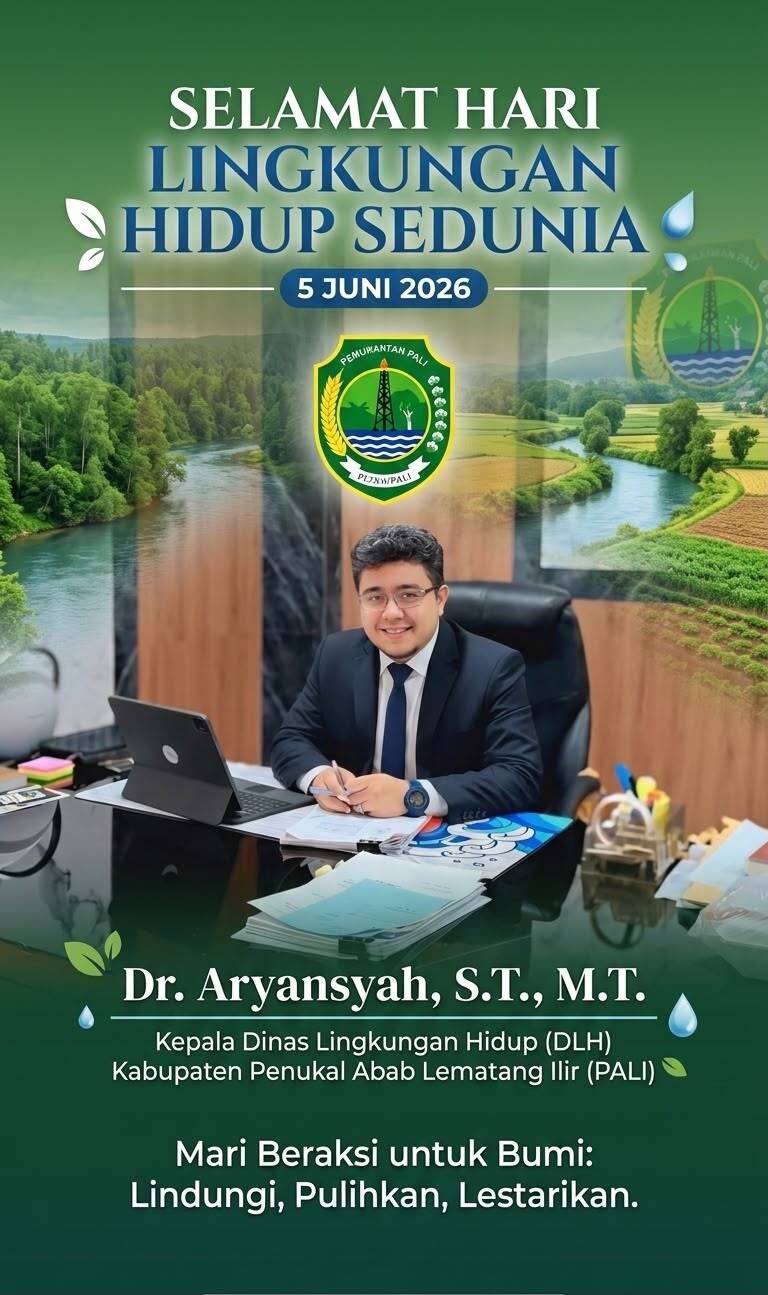 Kepala Dinas Lingkungan Hidup Kabupaten PALI, Aryansyah, memberikan instruksi strategis pemulihan lahan ekologis dalam momentum Hari Lingkungan Hidup Sedunia, Jumat (5/6/2026). DLH PALI menegaskan komitmen memprioritaskan penyelarasan regulasi dan pengawasan ketat terhadap isu krusial lingkungan di Bumi Serepat Serasan.  (Foto: Dok/tintamerah.co)