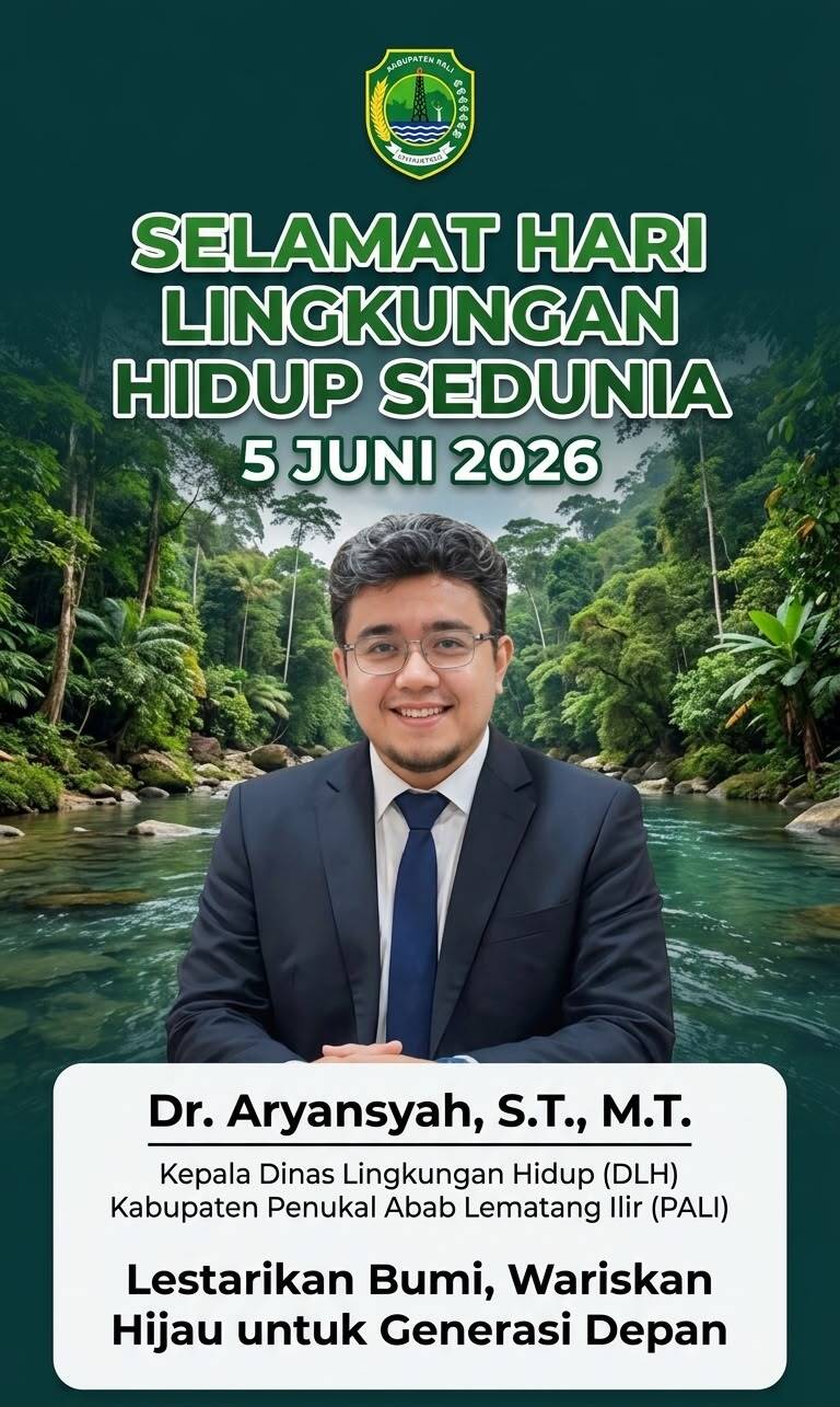 Kepala Dinas Lingkungan Hidup (DLH) Kabupaten PALI, Dr. Aryansyah, S.T., M.T., dalam momentum Hari Lingkungan Hidup Sedunia, 5 Juni 2026, menegaskan komitmen DLH PALI untuk menerapkan sanksi tegas bagi pelanggar lingkungan dan menggandeng media siber guna mewujudkan target pemulihan ekologi berkelanjutan di Bumi Serepat Serasan.  (Foto: Dok/tintamerah.co)