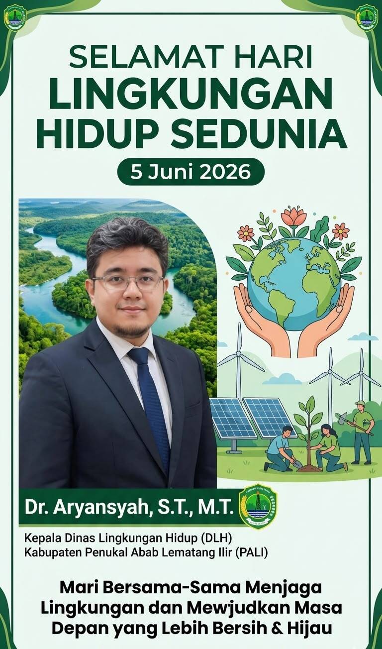 Kepala Dinas Lingkungan Hidup (DLH) Kabupaten PALI, Dr. Aryansyah, S.T., M.T., dalam momentum Hari Lingkungan Hidup Sedunia, Jumat (5/6/2026), menegaskan komitmen penegakan sanksi tegas bagi pelanggar lingkungan dan penguatan kolaborasi hijau demi mewujudkan PALI yang bersih dan lestari.  (Foto: Dok/tintamerah.co)