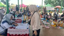Suasana lomba mewarnai anak-anak di Lapangan Sanggar Pramuka, Gelora November Pertamina, Pendopo, yang berlangsung meriah dan penuh antusiasme dalam Sunday Morning, Minggu (21/6/2026). (Foto: Dok/tintamerah.co)