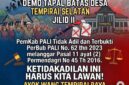: Selebaran resmi Aliansi Masyarakat Tempirai Raya Bersatu (AMTRB) yang menyerukan aksi demonstrasi susulan ke Kantor Bupati PALI. AMTRB menilai Pemkab PALI tidak adil dan melanggar Pasal 11 ayat (2) Permendagri No. 45 Tahun 2016 terkait penetapan Perbup No. 62 Tahun 2023. (Foto: Dok/AMTRB) 